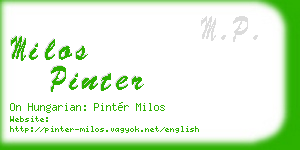 milos pinter business card